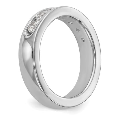 14K Weißgold Ehering mit 7 kanalgefassten natürlichen Diamanten