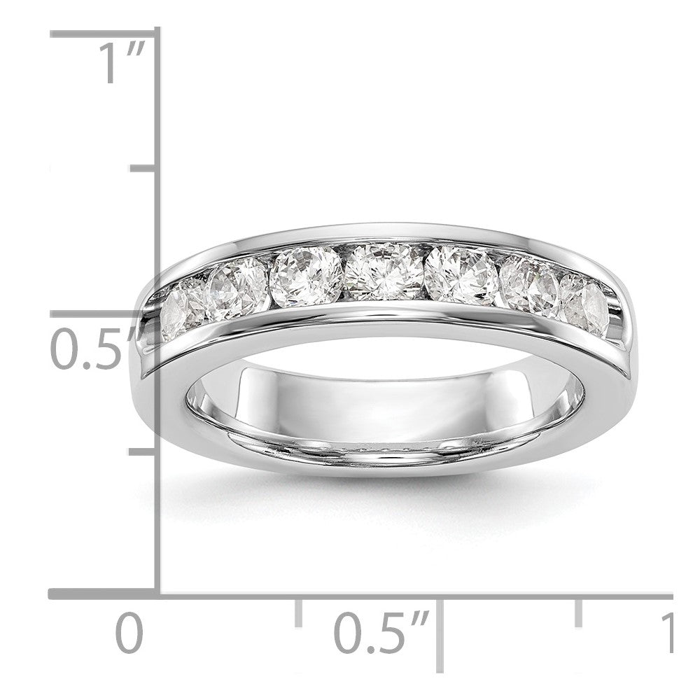 14K Weißgold Ehering mit 7 kanalgefassten natürlichen Diamanten