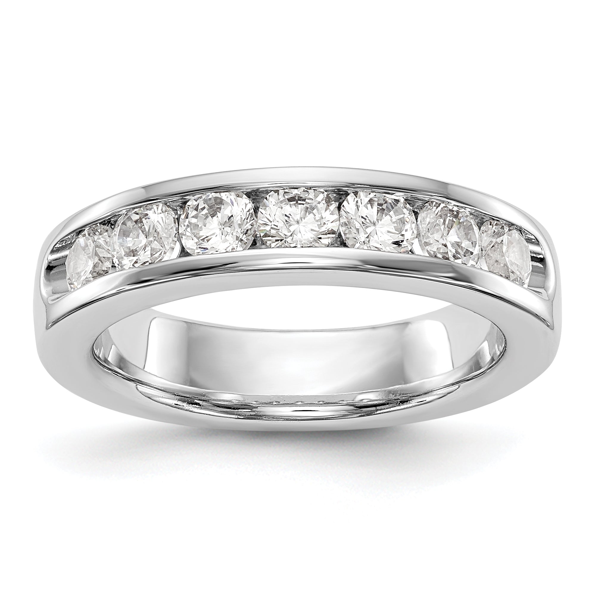 14K Weißgold 7 Stein 1 Karat Rund Diamant Komplett Kanalfassung Ring