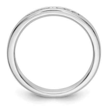 14K Weißgold 7 Stein 1/8 Karat Rund Diamant Komplett Kanalfassung Ring