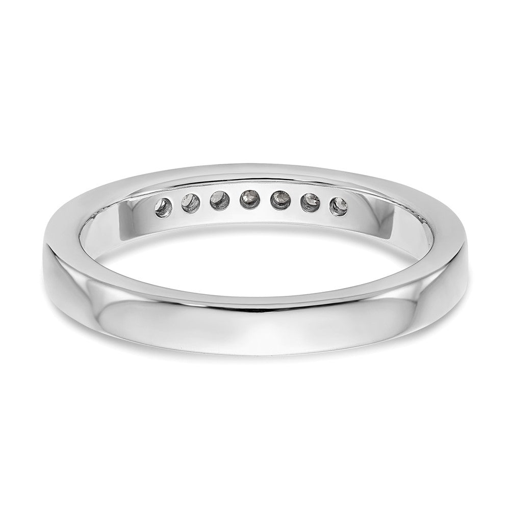 14K Weißgold 7 Stein 1/8 Karat Rund Diamant Komplett Kanalfassung Ring