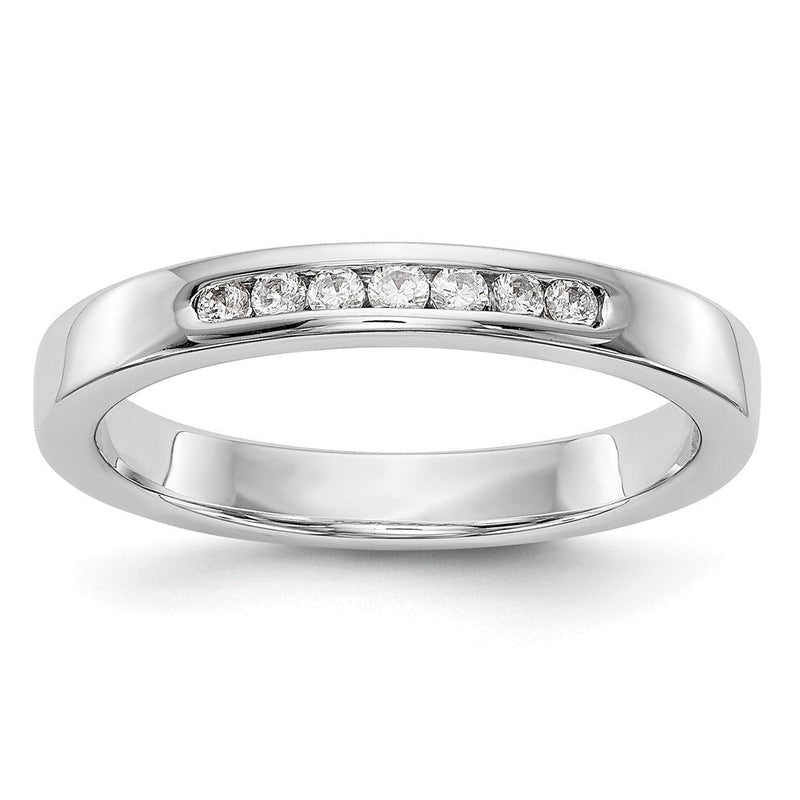 14K Weißgold Ehering mit 7 Diamanten in Kanalfassung