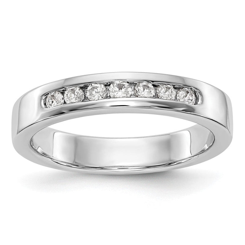14K Weißgold Ehering mit 7 Diamanten in Kanalfassung