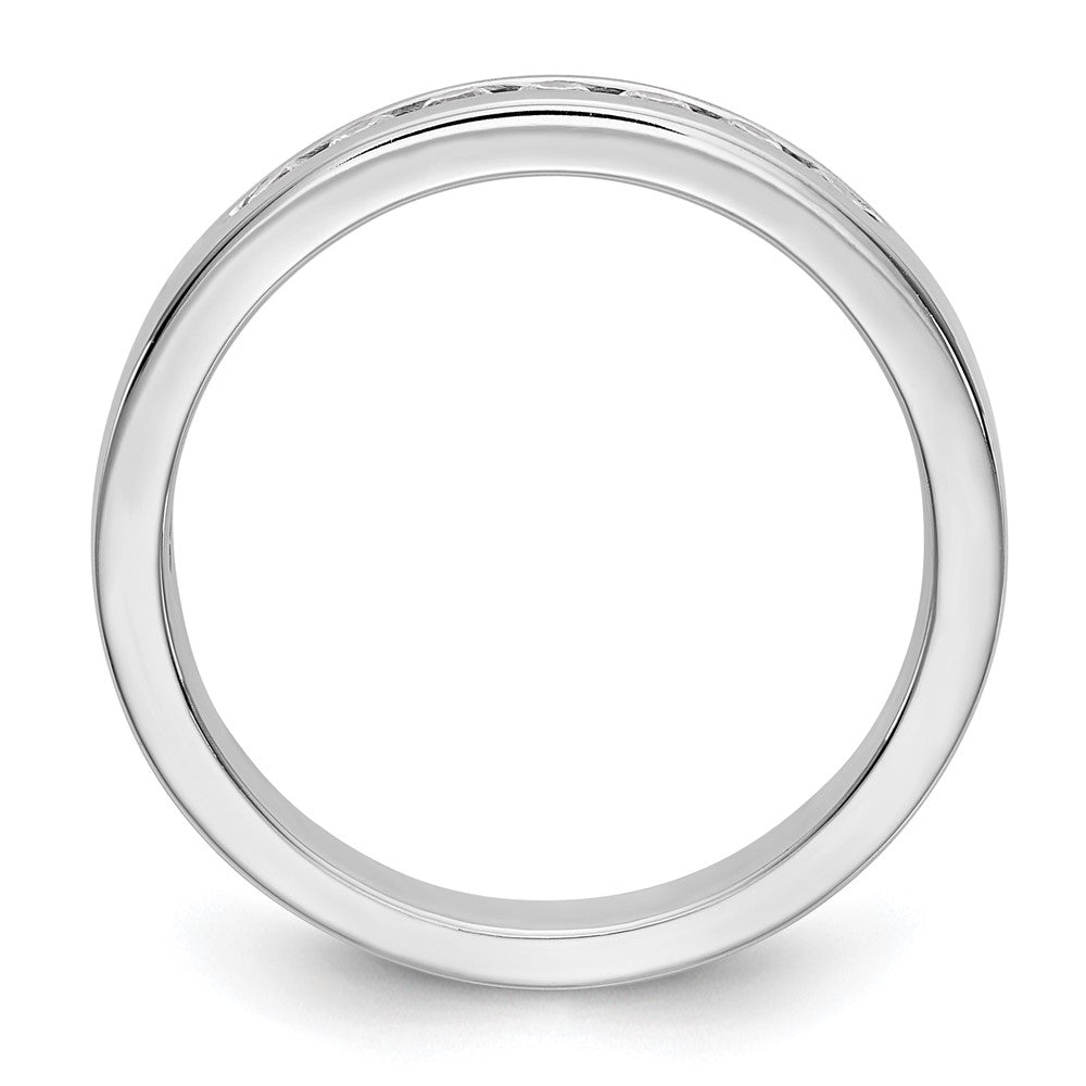 14K Weißgold Ehering mit 7 Diamanten in Kanalfassung