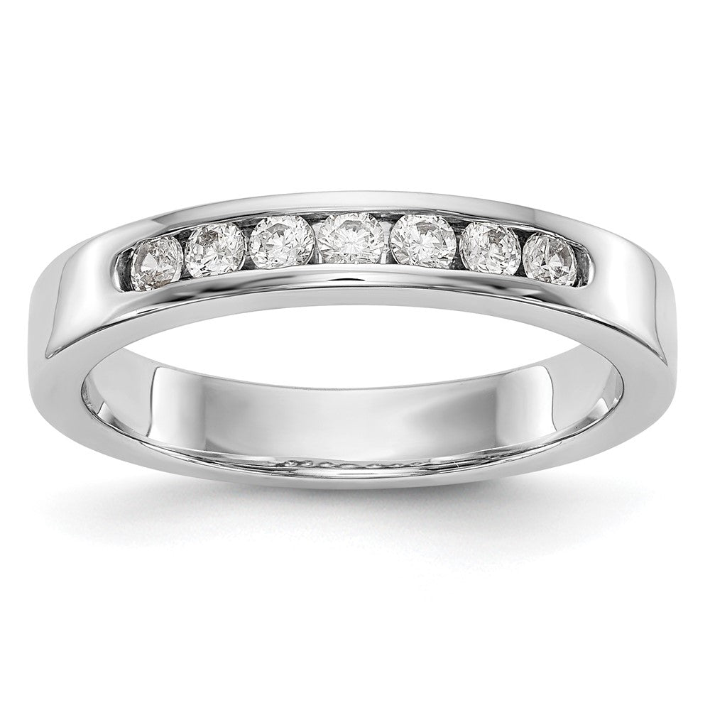 14K Weißgold Ehering mit 7 Diamanten in Kanalfassung