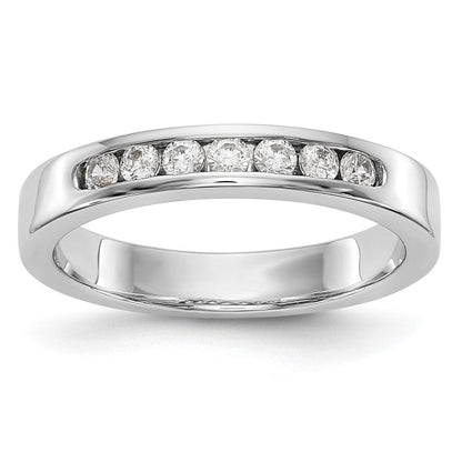 14K Weißgold Ehering mit 7 Diamanten in Kanalfassung