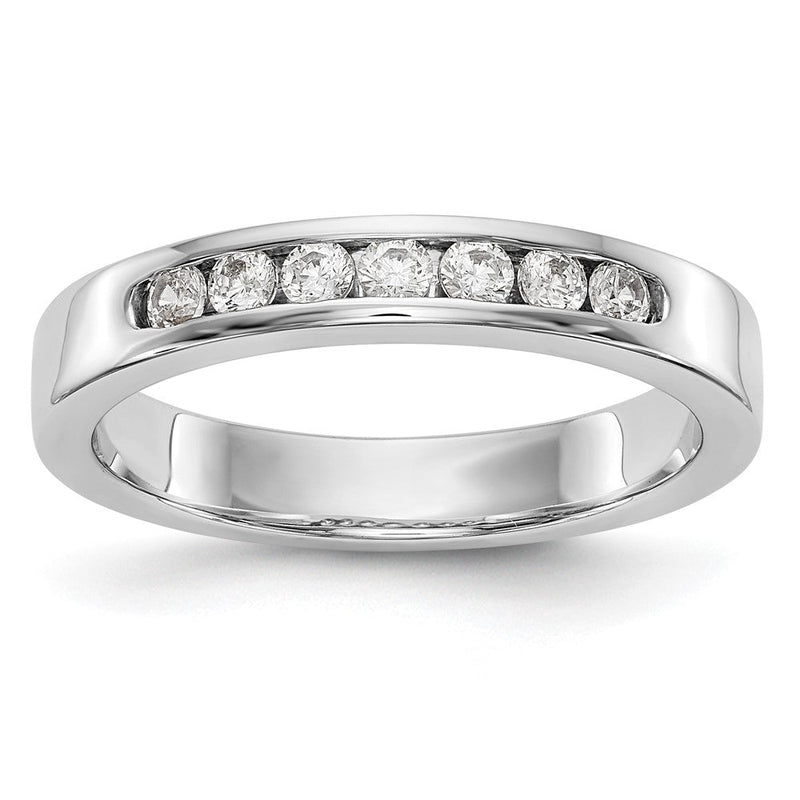 14K Weißgold Ehering mit 7 Diamanten in Kanalfassung