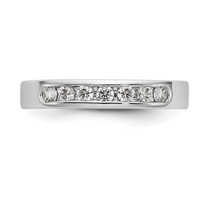 14K Weißgold Ehering mit 7 Diamanten in Kanalfassung