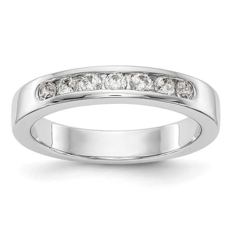 14K Weißgold Ehering mit 7 Diamanten in Kanalfassung