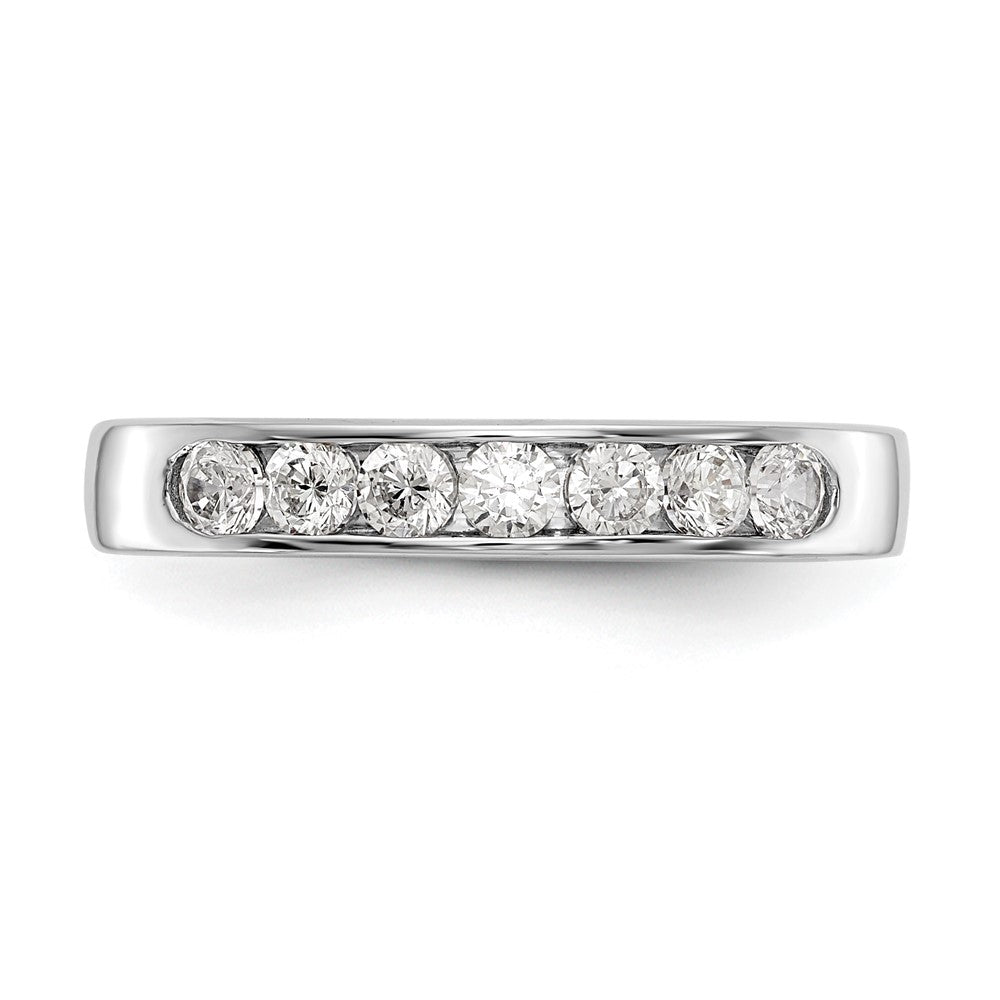 14K Weißgold 7 Stein 3/8 Karat Rund Diamant Komplett Kanalfassung Ring