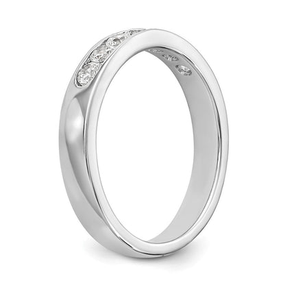 14K Weißgold Ehering mit 7 Diamanten in Kanalfassung