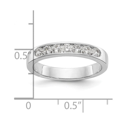 14K Weißgold 7 Stein 3/8 Karat Rund Diamant Komplett Kanalfassung Ring