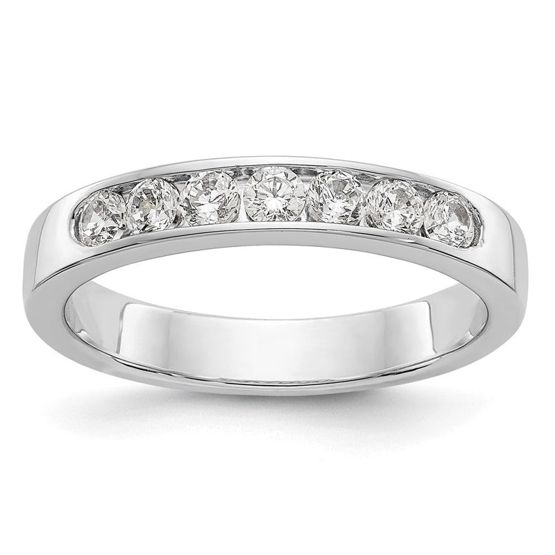 14K Weißgold Ehering mit 7 Diamanten in Kanalfassung