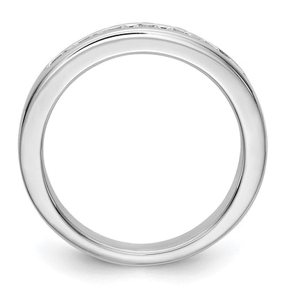 14K Weißgold Ehering mit 7 Diamanten in Kanalfassung, 0,49 ct. Gesamtgewicht