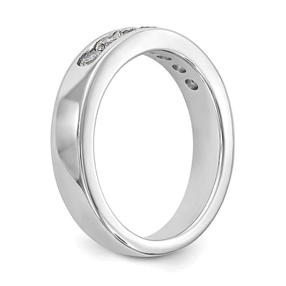 14K Weißgold Ehering mit 7 Diamanten in Kanalfassung, 0,49 ct. Gesamtgewicht