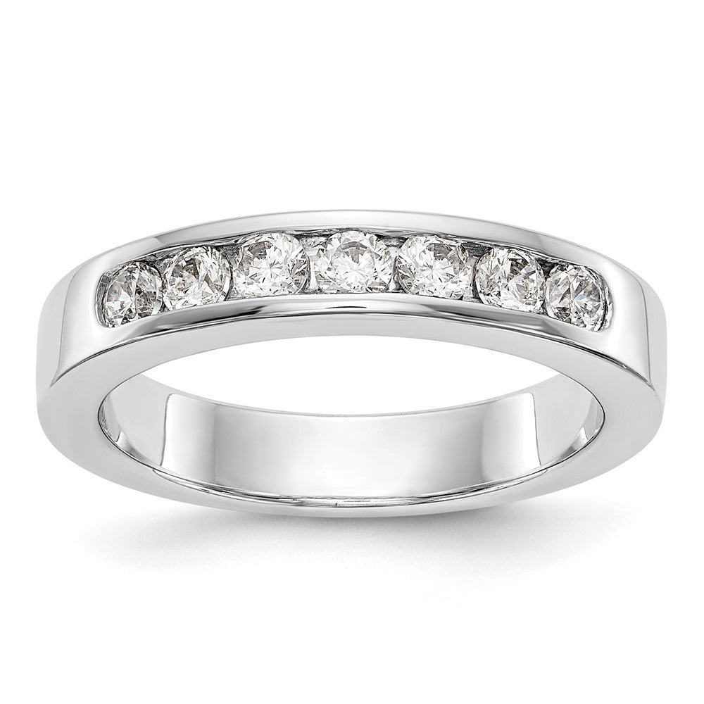 14K Weißgold Ehering mit 7 Diamanten in Kanalfassung, 0,49 ct. Gesamtgewicht