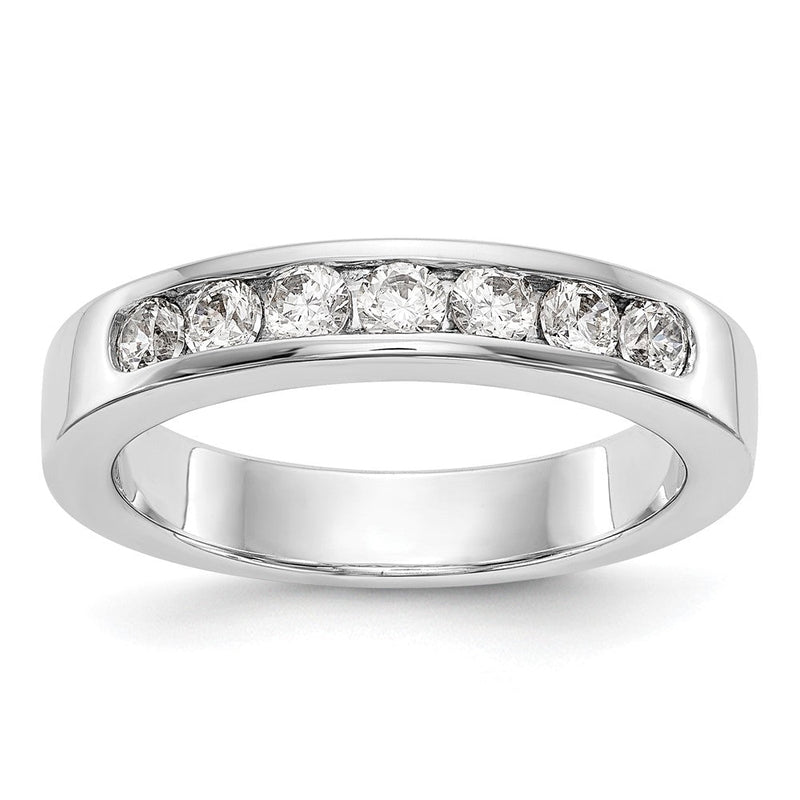 14K Weißgold Ehering mit 7 Diamanten in Kanalfassung, 0,49 ct. Gesamtgewicht