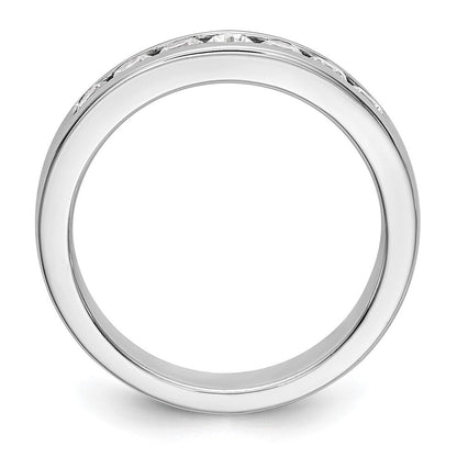 14K Weißgold Ehering mit 7 Diamanten in Kanalfassung