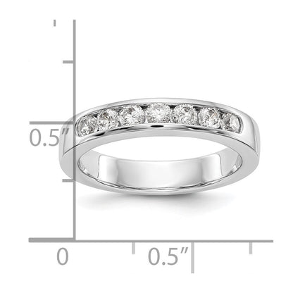 14K Weißgold Ehering mit 7 Diamanten in Kanalfassung