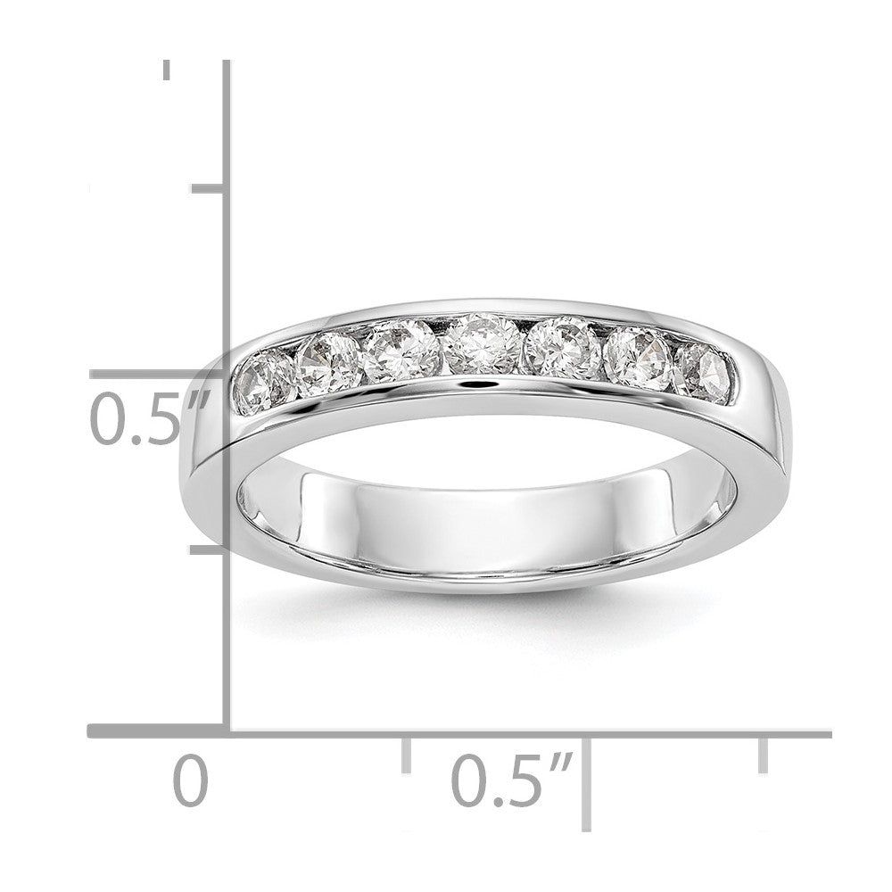 14K Weißgold 7 Stein 1/2 Karat Rund Diamant Komplett Kanalfassung Ring