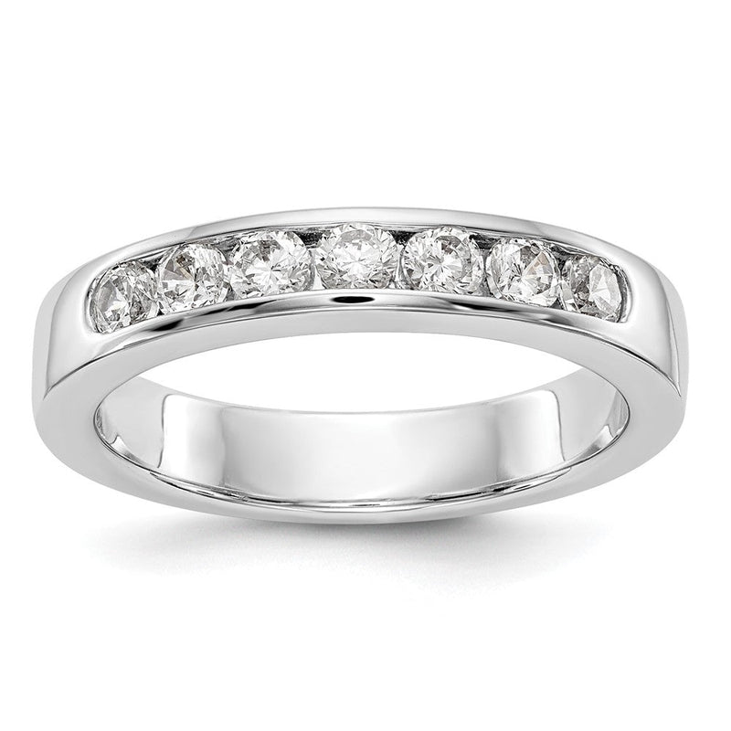 14K Weißgold Ehering mit 7 Diamanten in Kanalfassung