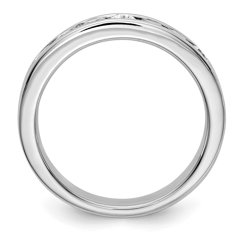 14K Weißgold Ehering mit 7 natürlichen Diamanten in Kanalfassung