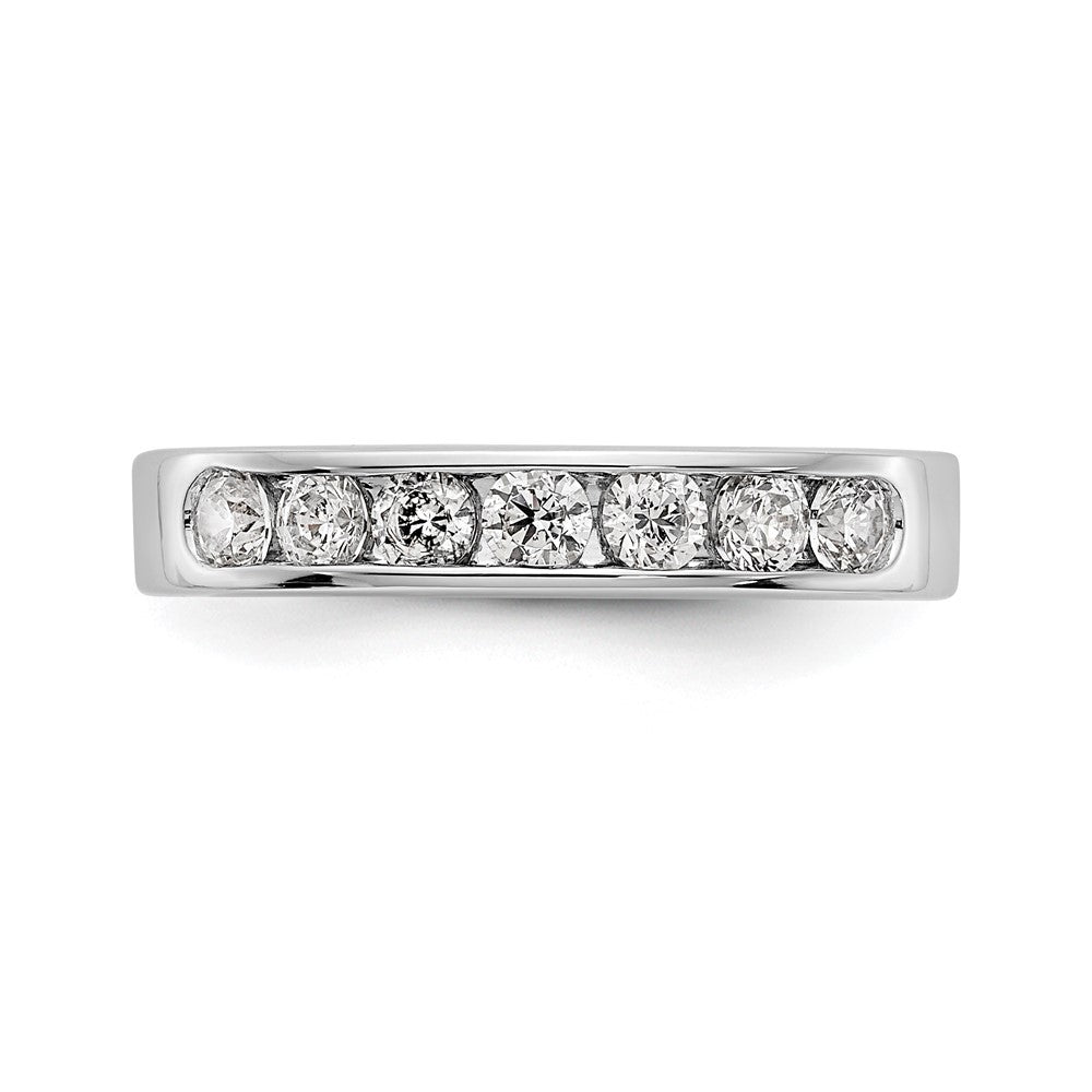 14K Weißgold Ehering mit 7 natürlichen Diamanten in Kanalfassung