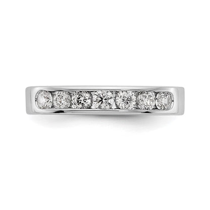 14K Weißgold Ehering mit 7 natürlichen Diamanten in Kanalfassung