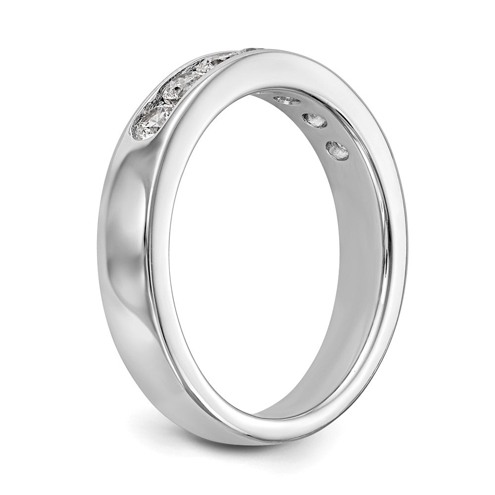 14K Weißgold Ehering mit 7 natürlichen Diamanten in Kanalfassung