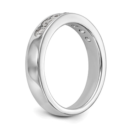 14K Weißgold Ehering mit 7 natürlichen Diamanten in Kanalfassung