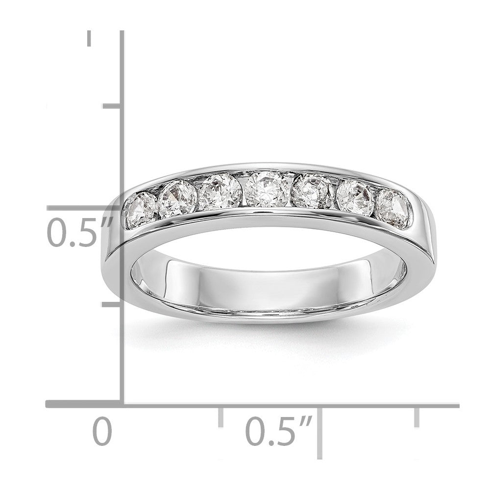 14K Weißgold Ehering mit 7 natürlichen Diamanten in Kanalfassung