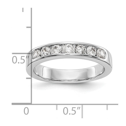 14K Weißgold Ehering mit 7 natürlichen Diamanten in Kanalfassung