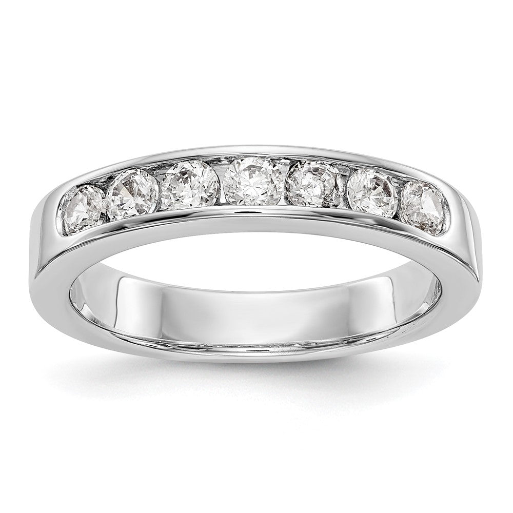 14K Weißgold 7 Stein 5/8 Karat Rund Diamant Komplett Kanalfassung Ring