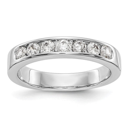 14K Weißgold 7 Stein 5/8 Karat Rund Diamant Komplett Kanalfassung Ring