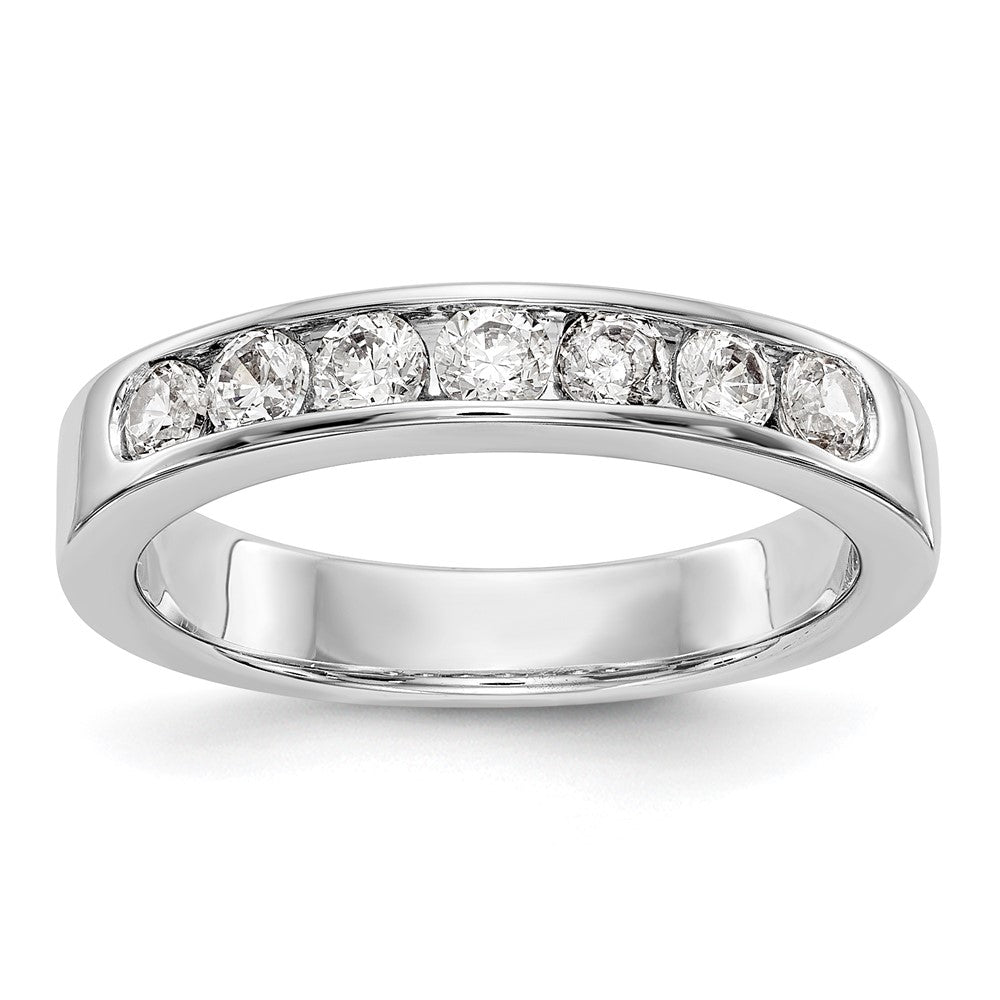 14K Weißgold Ehering mit 7 natürlichen Diamanten in Kanalfassung