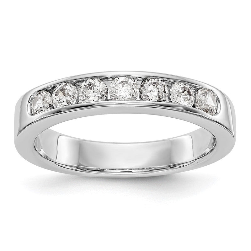 14K Weißgold Ehering mit 7 natürlichen Diamanten (0,63 ct. Gesamtgewicht) in Kanalfassung