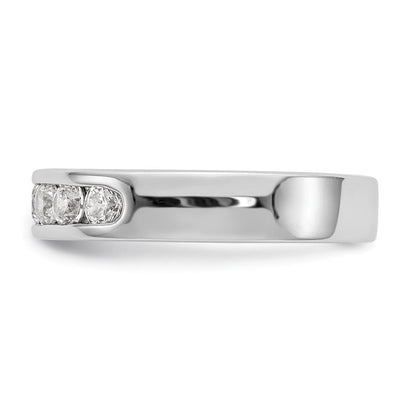 14K Weißgold Ehering mit 7 Diamanten in Kanalfassung