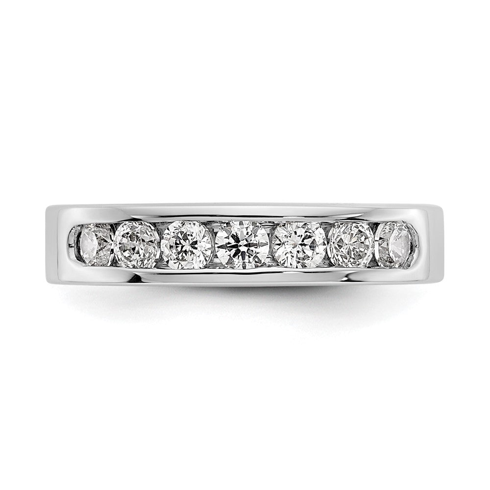14K Weißgold Ehering mit 7 Diamanten in Kanalfassung