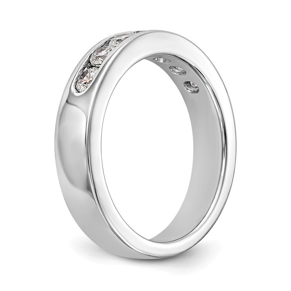 14K Weißgold Ehering mit 7 Diamanten in Kanalfassung