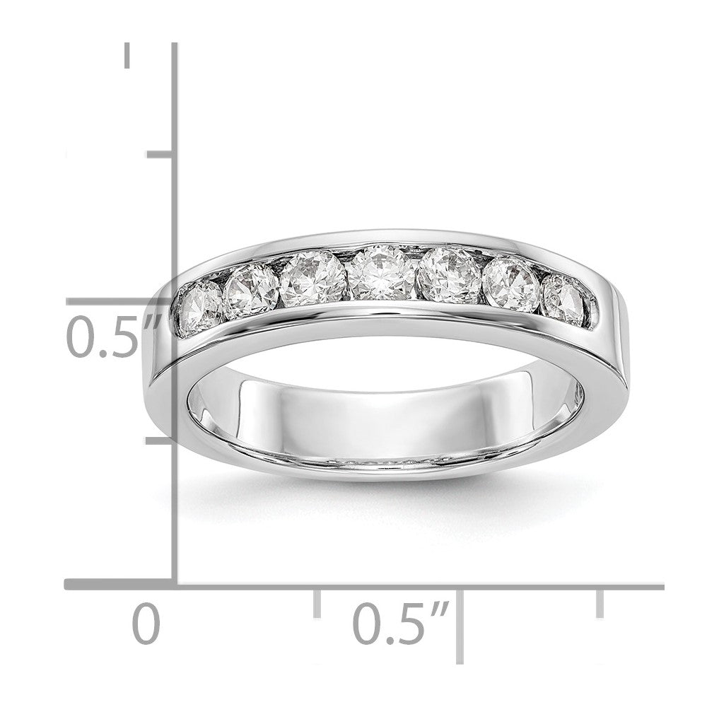 14K Weißgold Ehering mit 7 Diamanten in Kanalfassung