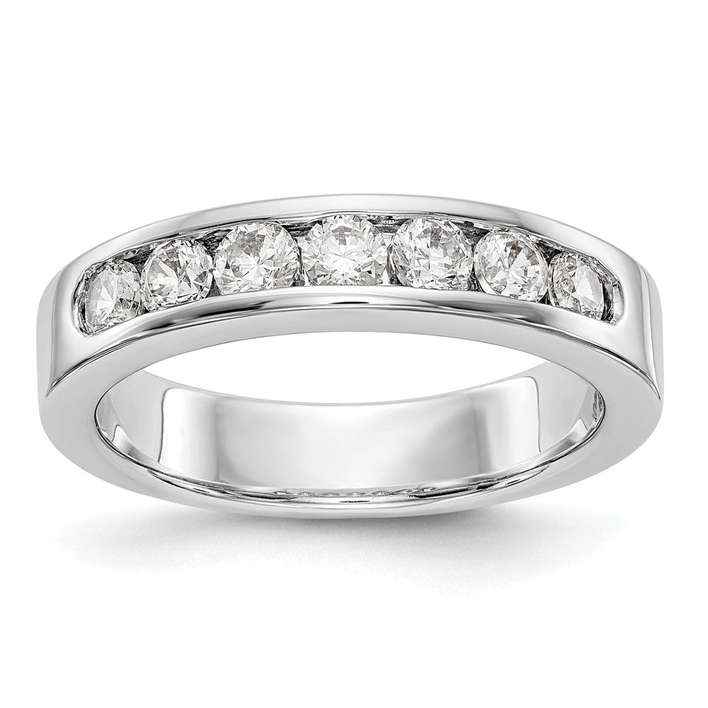 14K Weißgold 7 Stein 5/8 Karat Rund Diamant Komplett Kanalfassung Ring