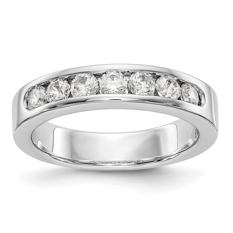 14K Weißgold Ehering mit 7 Diamanten in Kanalfassung
