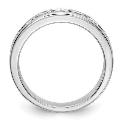 14K Weißgold 7 Stein 3/4 Karat Rund Diamant Komplett Kanalfassung Ring