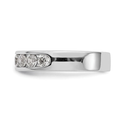 14K Weißgold Ehering mit 7 Diamanten in Kanalfassung