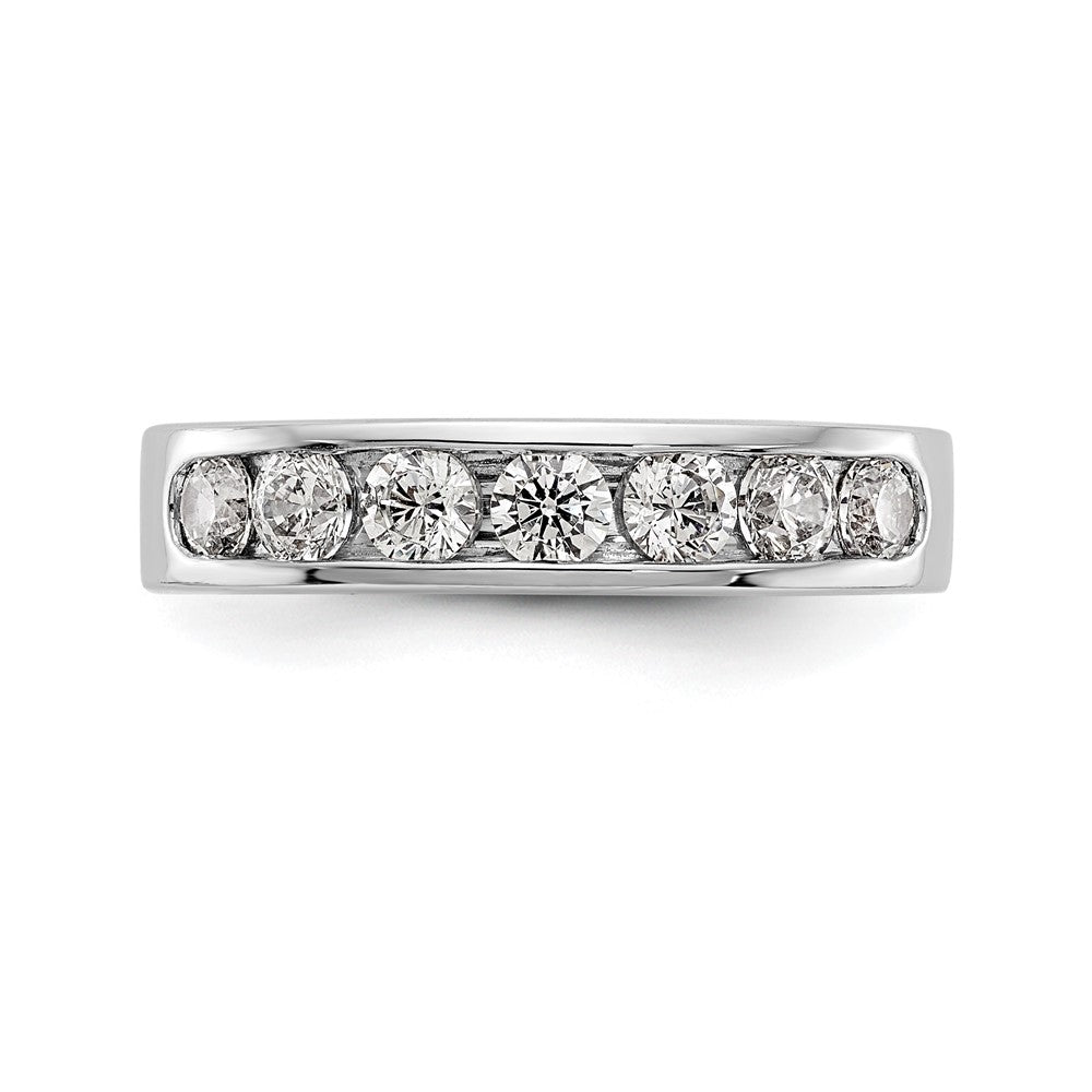 14K Weißgold 7 Stein 3/4 Karat Rund Diamant Komplett Kanalfassung Ring