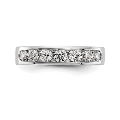 14K Weißgold 7 Stein 3/4 Karat Rund Diamant Komplett Kanalfassung Ring