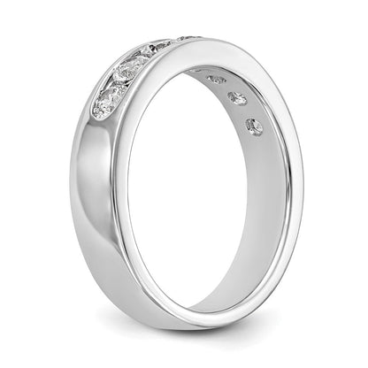 14K Weißgold 7 Stein 3/4 Karat Rund Diamant Komplett Kanalfassung Ring