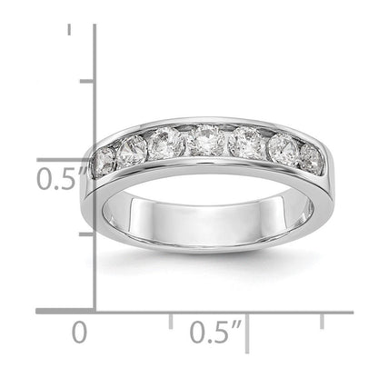 14K Weißgold Ehering mit 7 Diamanten in Kanalfassung