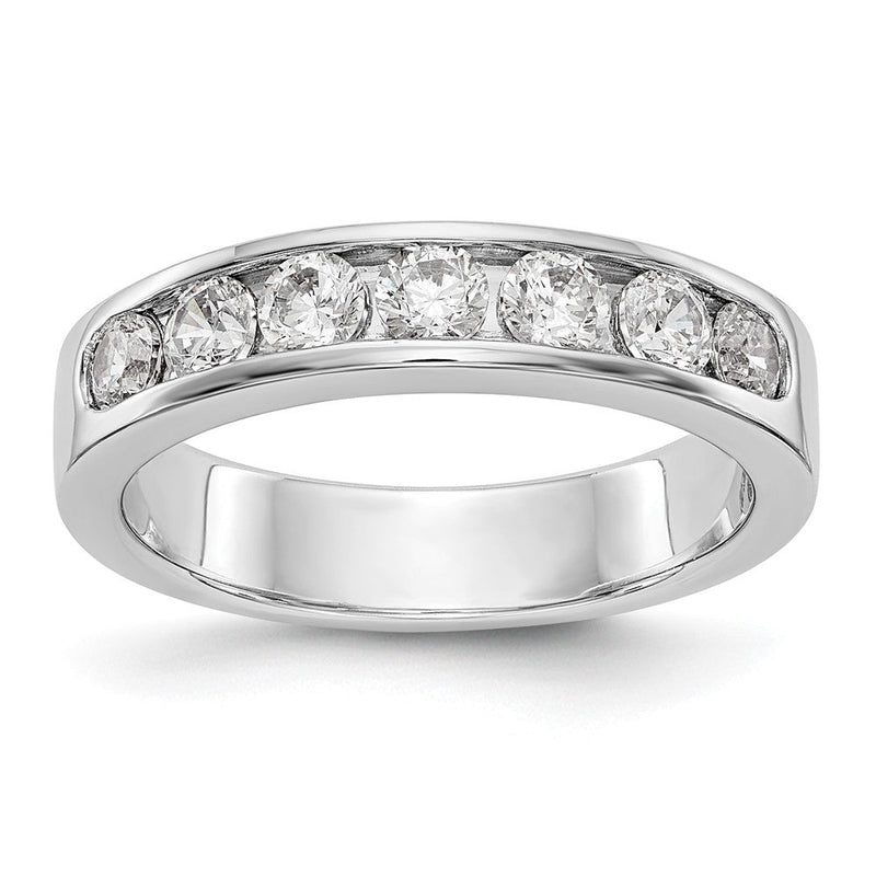 14K Weißgold Ehering mit 7 Diamanten in Kanalfassung