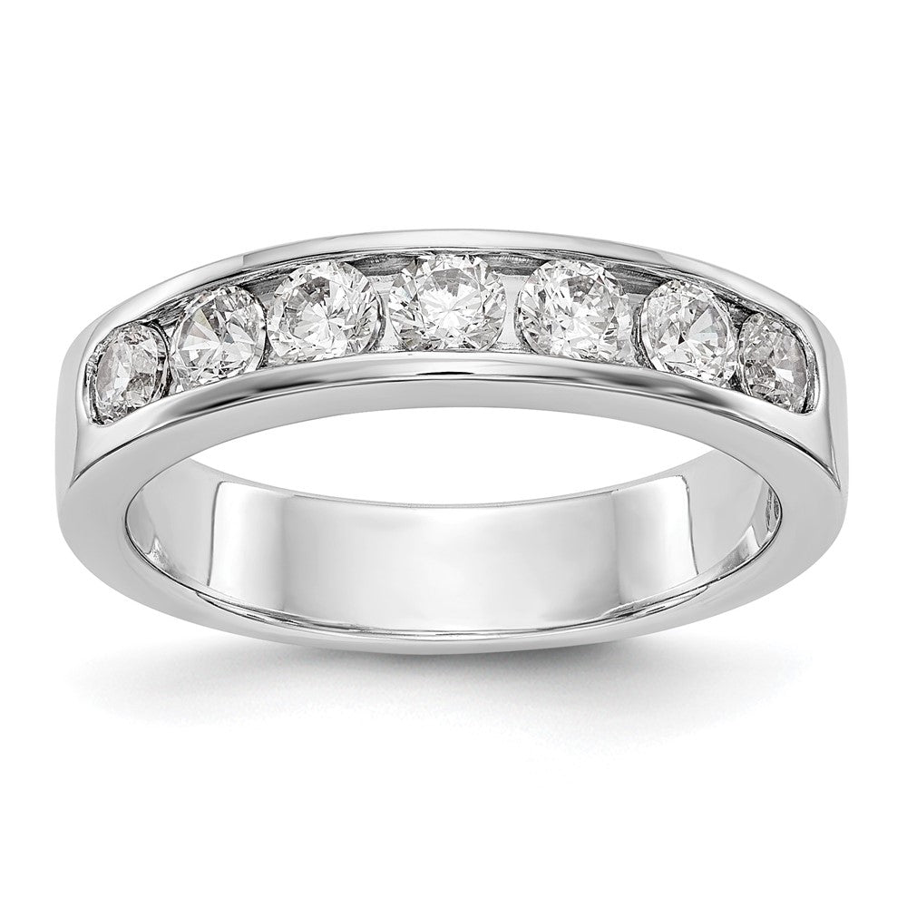 14K Weißgold 7 Stein 3/4 Karat Rund Diamant Komplett Kanalfassung Ring